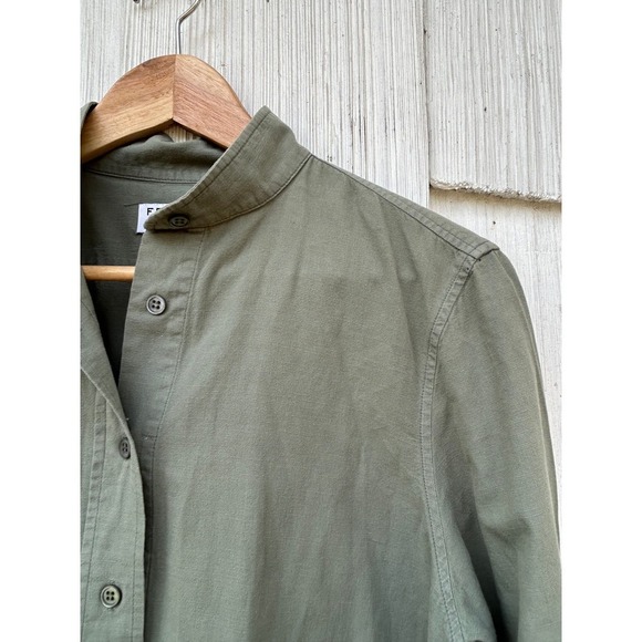 Frame Denim Le Tunic Mandarin Collar Button Up in Military Green M - Picture 3 of 7
